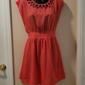 Summer short sleeve pink dress